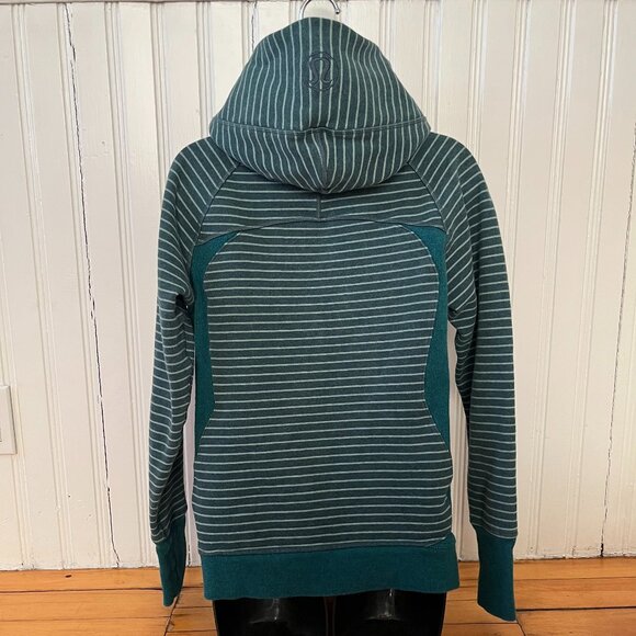Lululemon Scuba Hoodie Classic Heather Emerald Green Stripe, Size 8 - Picture 7 of 12